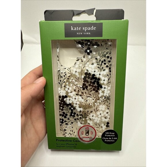 Kate Spade Protective Case for iPhone 16 Clear/Floral/Bling/White - Picture 1 of 7